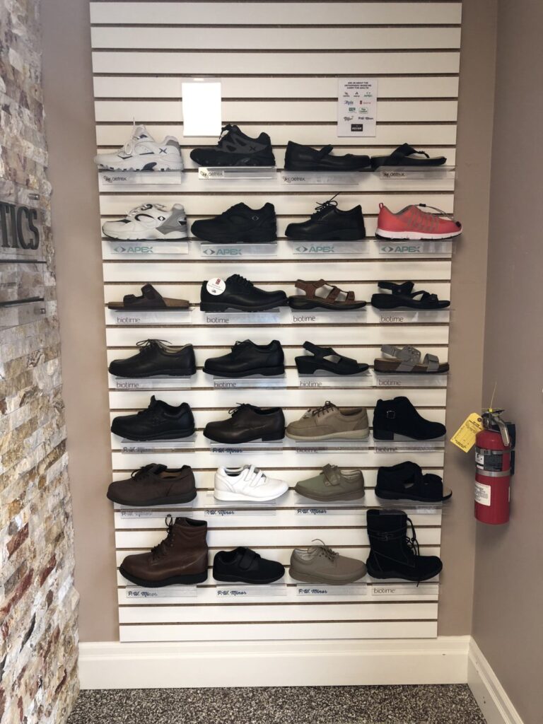Orthopaedic footwear display at Custom Orthotics of London